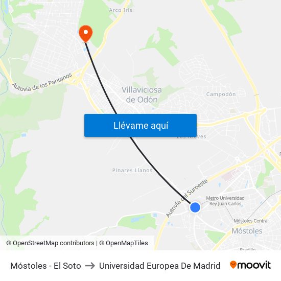 Móstoles - El Soto to Universidad Europea De Madrid map