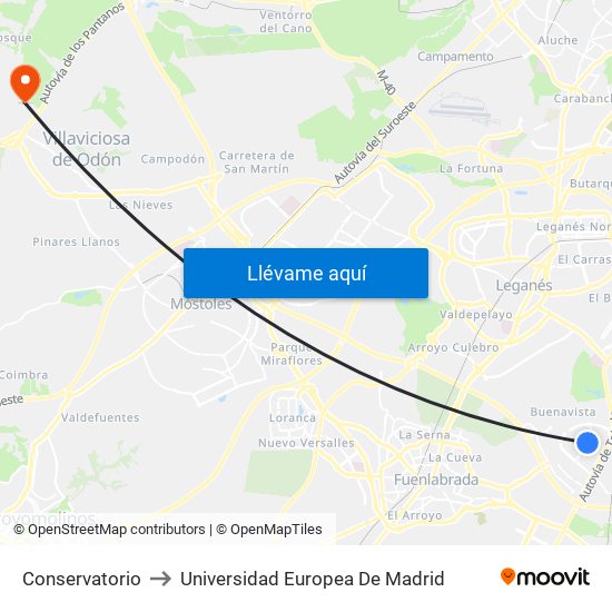 Conservatorio to Universidad Europea De Madrid map