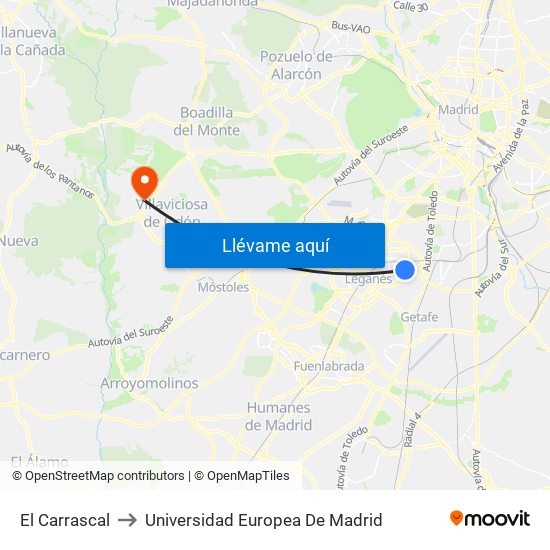 El Carrascal to Universidad Europea De Madrid map