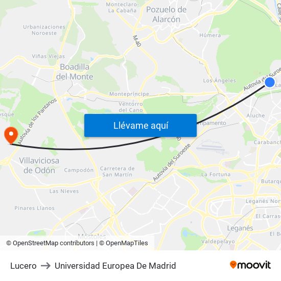 Lucero to Universidad Europea De Madrid map