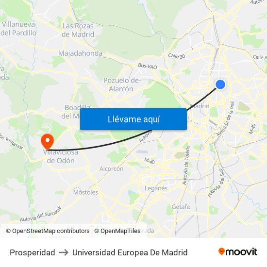 Prosperidad to Universidad Europea De Madrid map