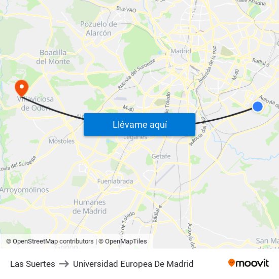 Las Suertes to Universidad Europea De Madrid map