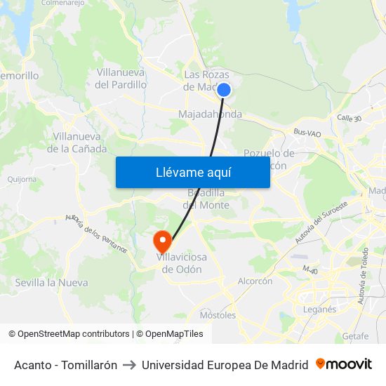 Acanto - Tomillarón to Universidad Europea De Madrid map