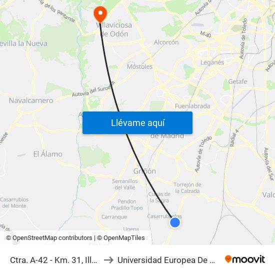 Ctra. A-42 - Km. 31, Illescas to Universidad Europea De Madrid map
