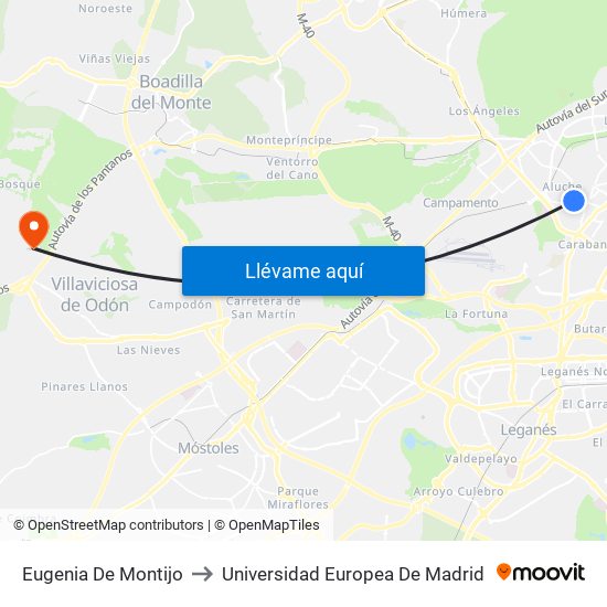 Eugenia De Montijo to Universidad Europea De Madrid map
