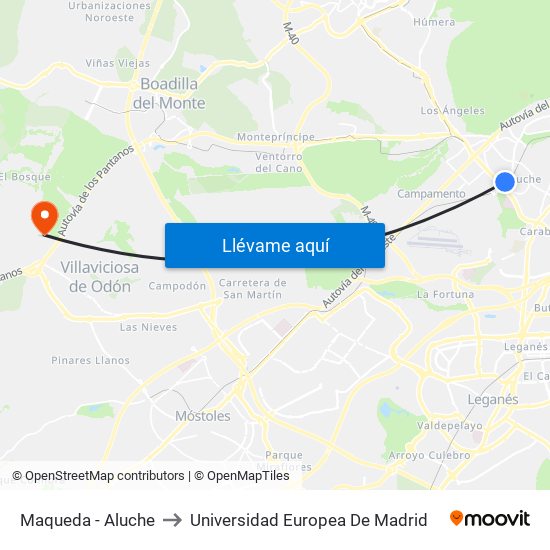 Maqueda - Aluche to Universidad Europea De Madrid map