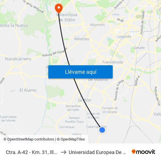 Ctra. A-42 - Km. 31, Illescas to Universidad Europea De Madrid map