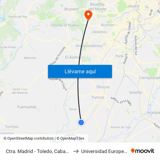 Ctra. Madrid - Toledo, Cabañas De La Sagra to Universidad Europea De Madrid map