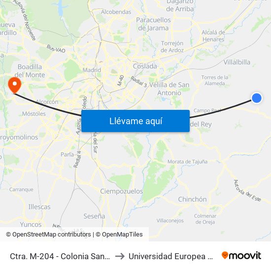 Ctra. M-204 - Colonia San Francisco to Universidad Europea De Madrid map