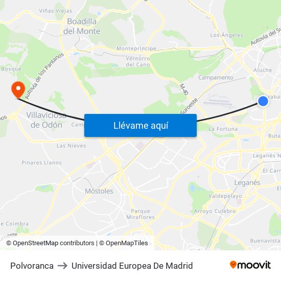 Polvoranca to Universidad Europea De Madrid map