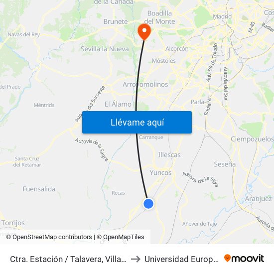 Ctra. Estación / Talavera, Villaluenga De La Sagra to Universidad Europea De Madrid map