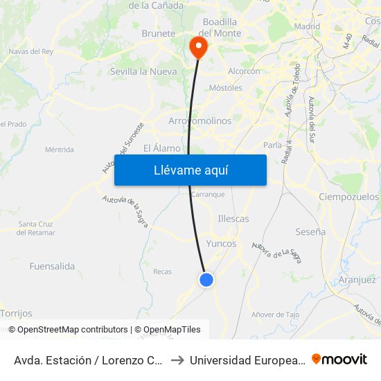 Avda. Estación / Lorenzo Carrillo, Yuncler to Universidad Europea De Madrid map