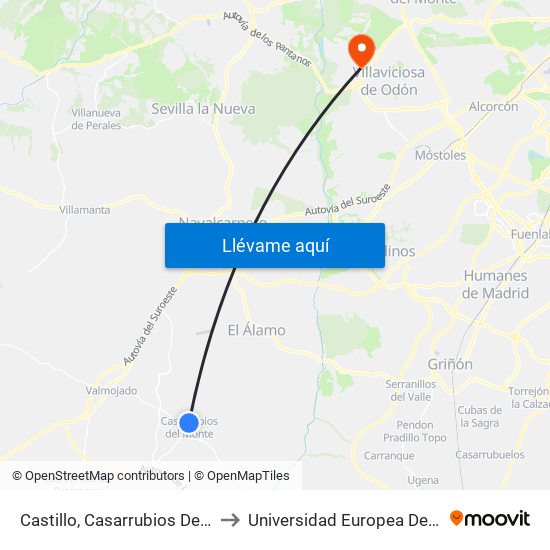 Castillo, Casarrubios Del Monte to Universidad Europea De Madrid map