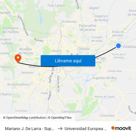 Mariano J. De Larra - Supermercado to Universidad Europea De Madrid map