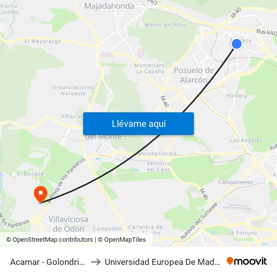 Acamar - Golondrina to Universidad Europea De Madrid map