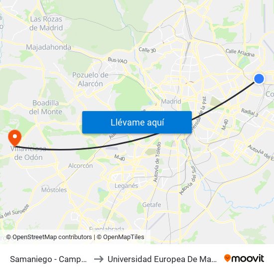 Samaniego - Campezo to Universidad Europea De Madrid map