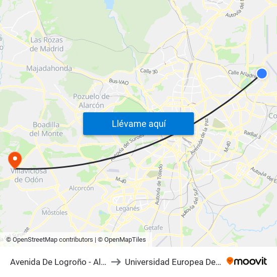 Avenida De Logroño - Algemesí to Universidad Europea De Madrid map
