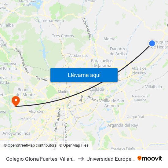 Colegio Gloria Fuertes, Villanueva De La Torre to Universidad Europea De Madrid map