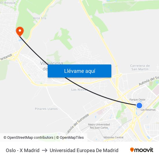 Oslo - X Madrid to Universidad Europea De Madrid map