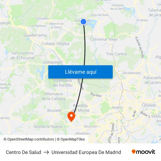 Centro De Salud to Universidad Europea De Madrid map