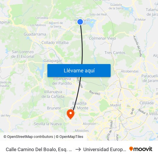 Calle Camino Del Boalo, Esq. Camino Peña Sacra to Universidad Europea De Madrid map