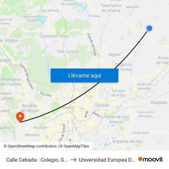 Calle Cebada - Colegio, Galápagos to Universidad Europea De Madrid map