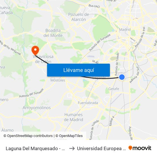 Laguna Del Marquesado - Real De Pinto to Universidad Europea De Madrid map