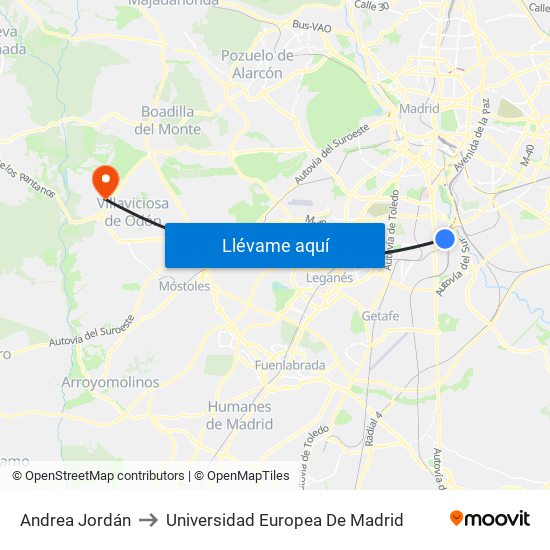 Andrea Jordán to Universidad Europea De Madrid map