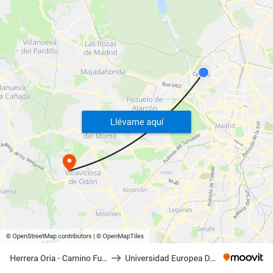 Herrera Oria - Camino Fuencarral to Universidad Europea De Madrid map
