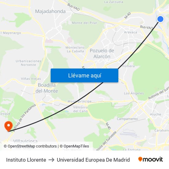 Instituto Llorente to Universidad Europea De Madrid map