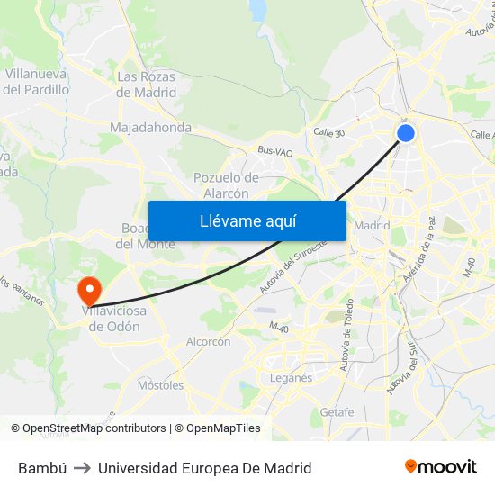 Bambú to Universidad Europea De Madrid map