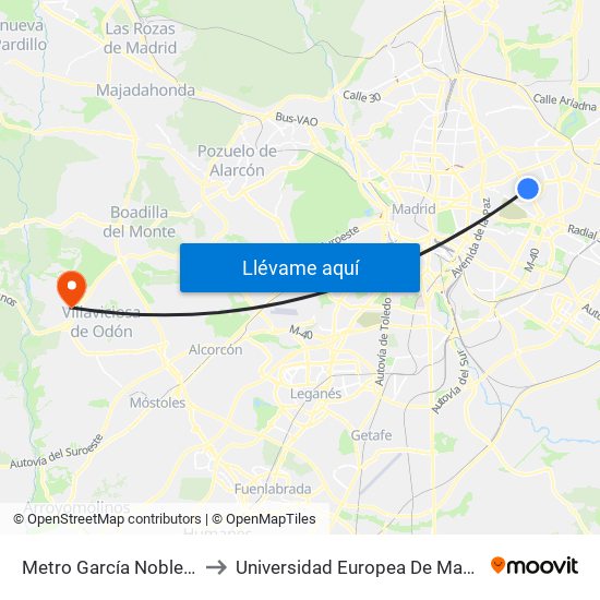 Metro García Noblejas to Universidad Europea De Madrid map