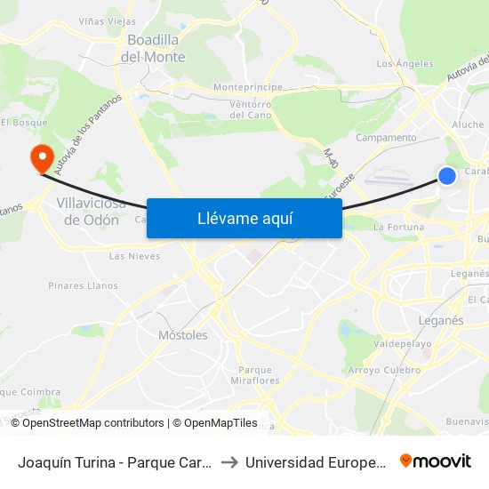 Joaquín Turina - Parque Carlos Matallanas to Universidad Europea De Madrid map