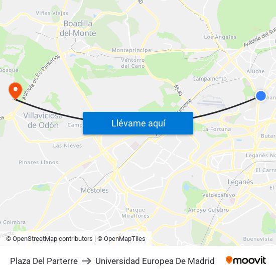 Plaza Del Parterre to Universidad Europea De Madrid map