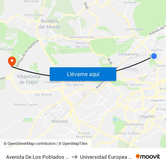Avenida De Los Poblados - Comisaria to Universidad Europea De Madrid map