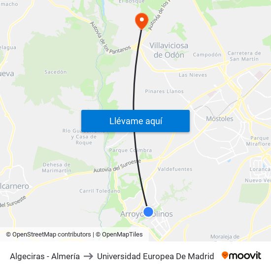 Algeciras - Almería to Universidad Europea De Madrid map