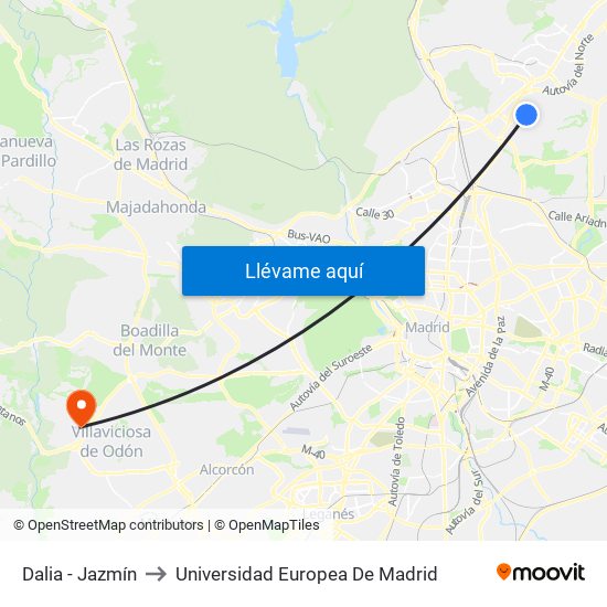 Dalia - Jazmín to Universidad Europea De Madrid map