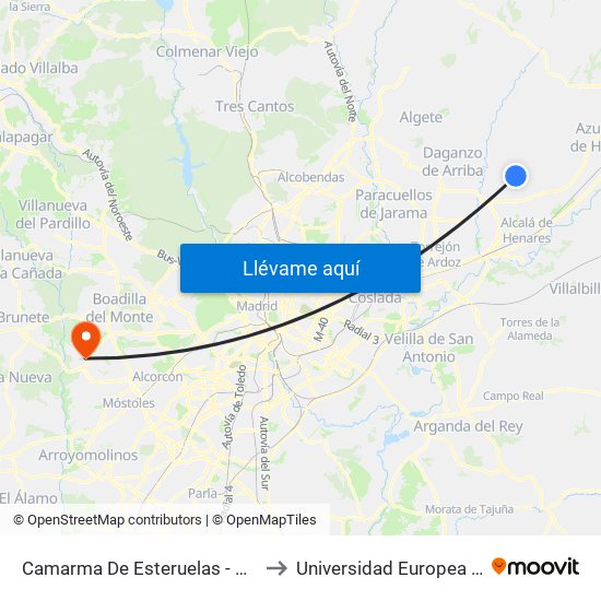 Camarma De Esteruelas - Ayuntamiento to Universidad Europea De Madrid map