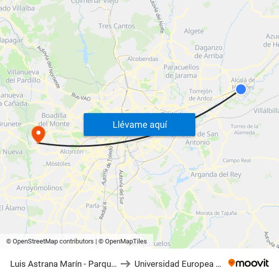 Luis Astrana Marín - Parque O'Donnell to Universidad Europea De Madrid map