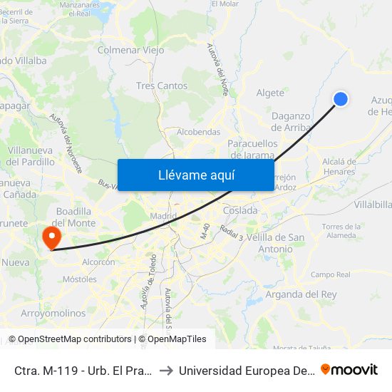 Ctra. M-119 - Urb. El Practicante to Universidad Europea De Madrid map
