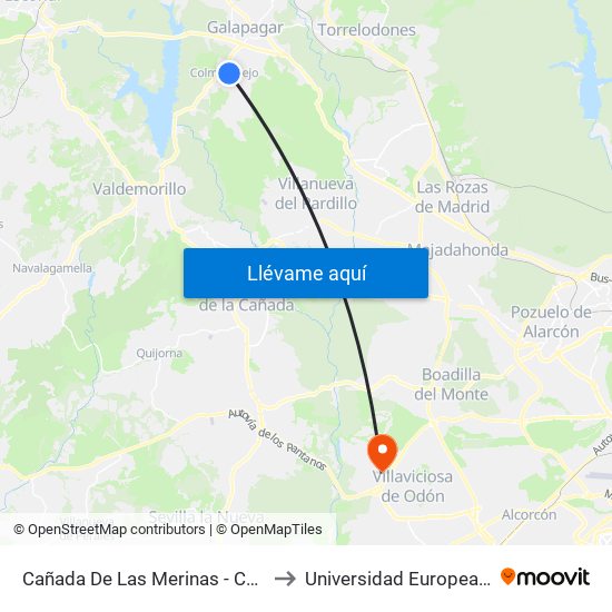 Cañada De Las Merinas - Centro De Salud to Universidad Europea De Madrid map