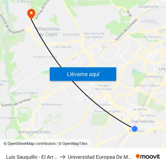 Luis Sauquillo - El Arroyo to Universidad Europea De Madrid map