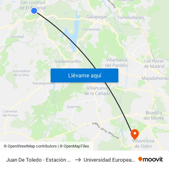 Juan De Toledo - Estación De Autobuses to Universidad Europea De Madrid map