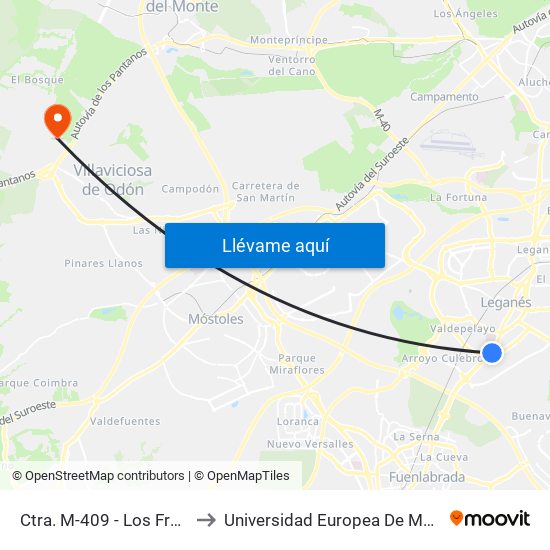 Ctra. M-409 - Los Frailes to Universidad Europea De Madrid map