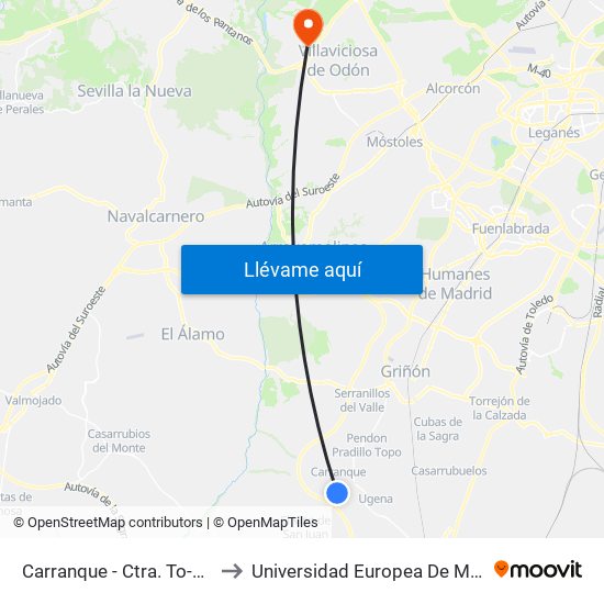 Carranque - Ctra. To-2034 to Universidad Europea De Madrid map