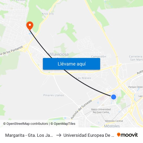 Margarita - Gta. Los Jazmines to Universidad Europea De Madrid map