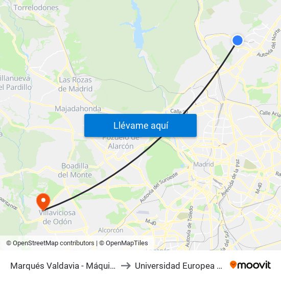 Marqués Valdavia - Máquina Del Tren to Universidad Europea De Madrid map