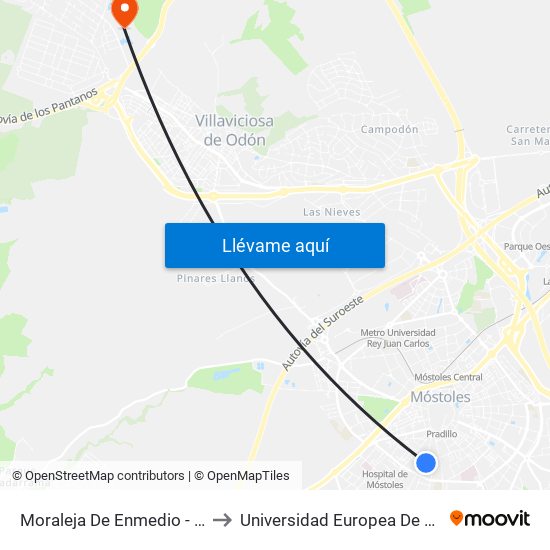 Moraleja De Enmedio - Roma to Universidad Europea De Madrid map