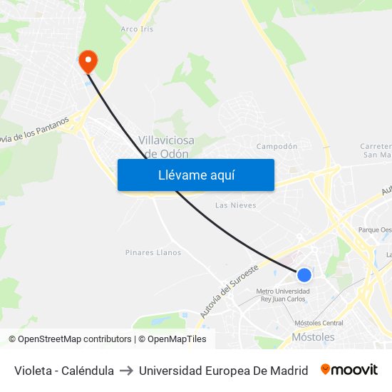 Violeta - Caléndula to Universidad Europea De Madrid map