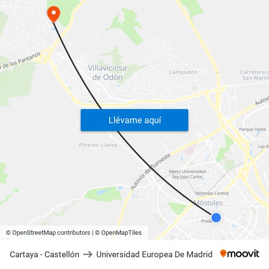 Cartaya - Castellón to Universidad Europea De Madrid map